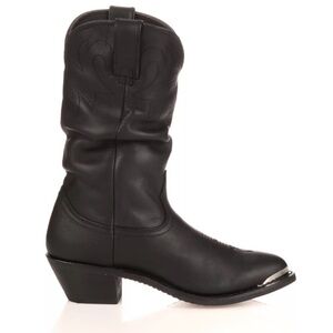 Durango Leather Slouch Cowboy Boots Black Heeled Western Boots Cowgirl Size 7